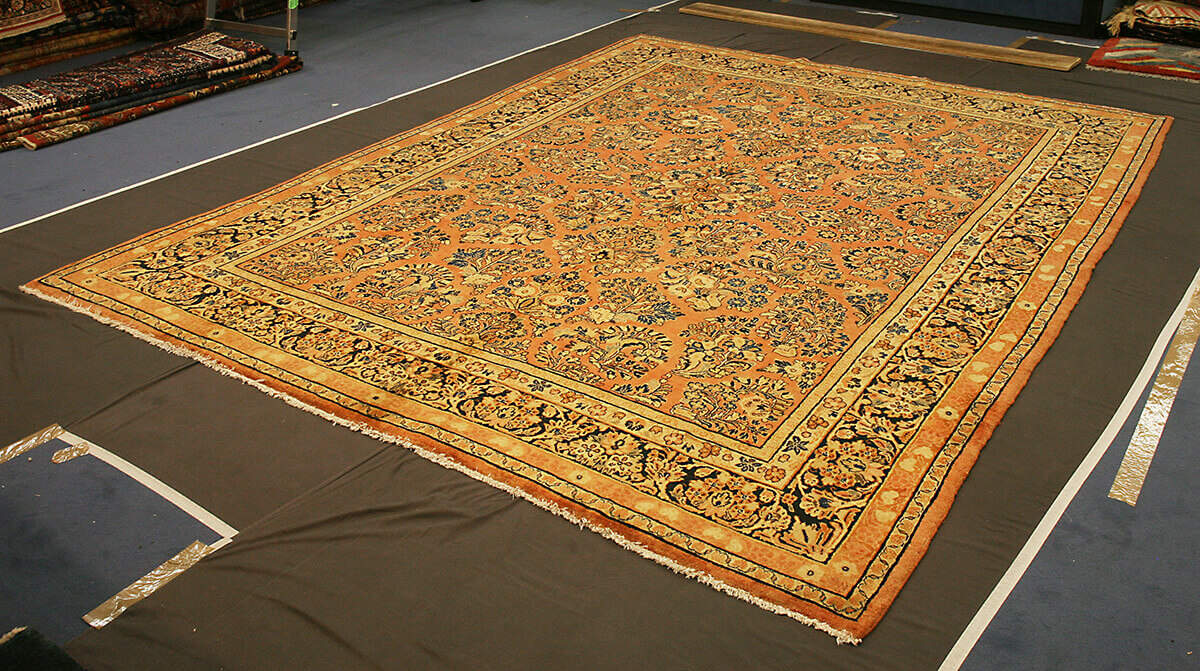 Salmon Color Field Floral Antique Persian Saruk Rug n°:95583952